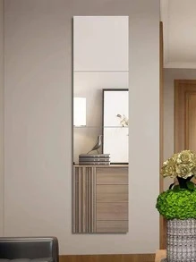 4pcs PMMA Mirror Wall Sticker, Creative Square Wall Mirror Tile For Home - Clear - View 1