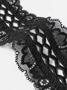 Deyllo Floral Lace Underwire Bra - Black - View 8