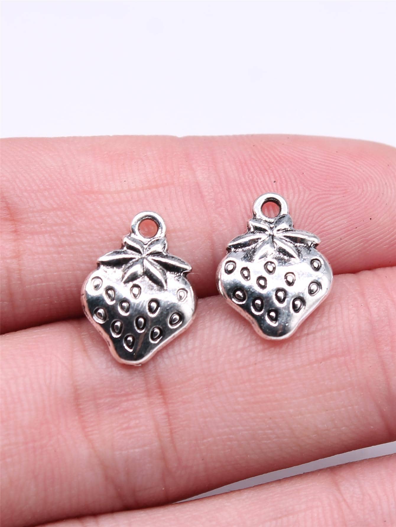 12pcs/set Strawberry DIY Pendant - Ancient Silver - View 1