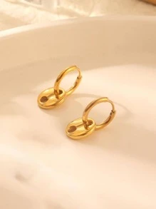 1 Đôi Bông Tai Tòn Ten Hình Mũi Lợn Thời Trang Tối Giản Cho Nữ - Vàng - Xem 2