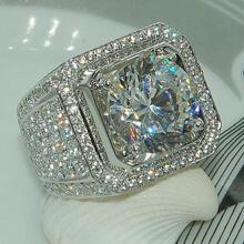 1Pc Glamorous Rhinestone Decor Geometric Design Ring For Men For Party Silver Fashionable Popular Jewelry Gift Party