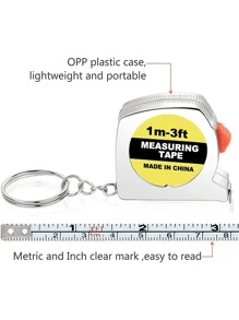 1入組便攜式迷你鑰匙扣捲尺，家用現代鐵合金捲尺 - 銀色 - 查看 4