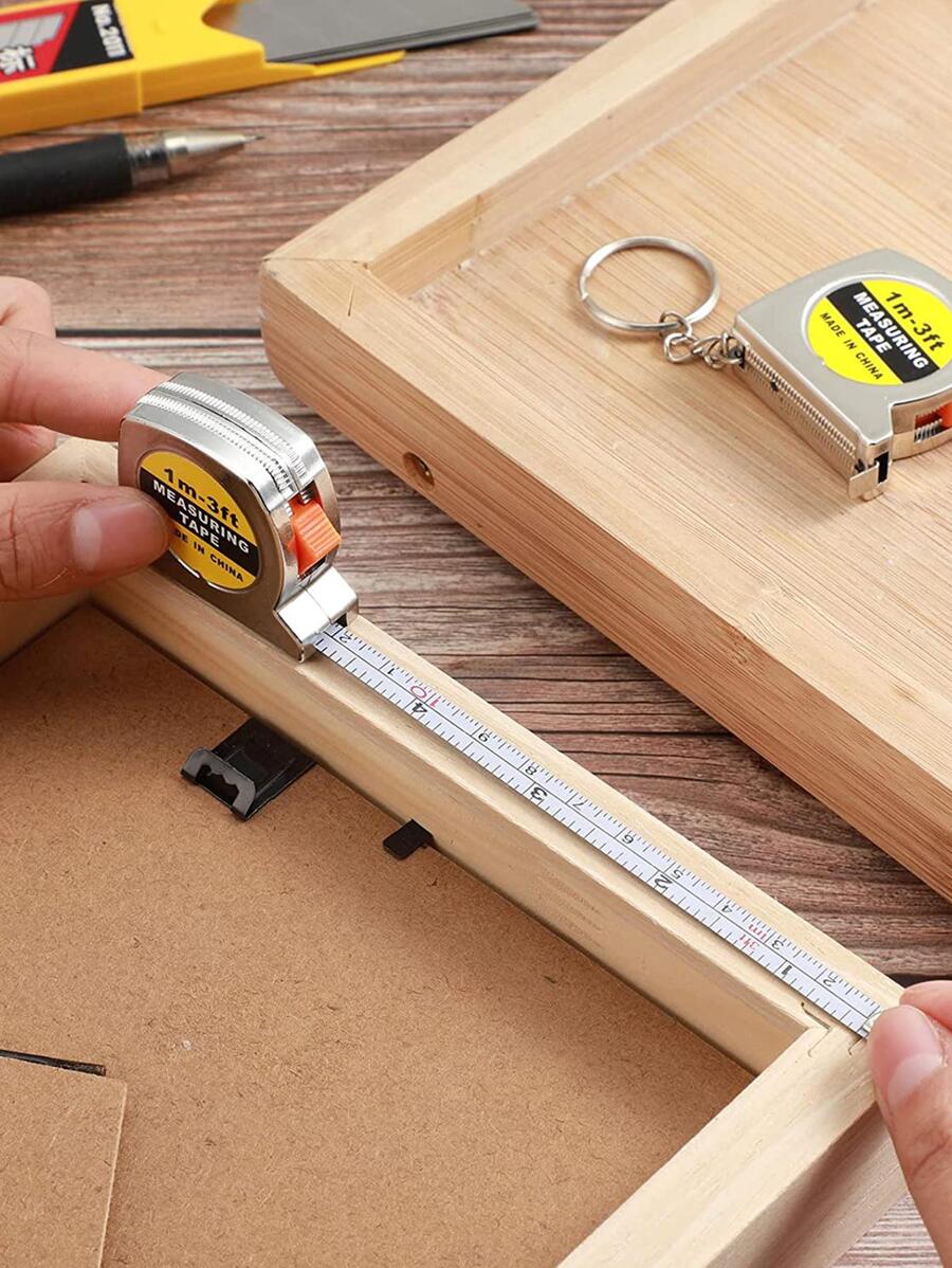 1入組便攜式迷你鑰匙扣捲尺，家用現代鐵合金捲尺 - 銀色 - 查看 1