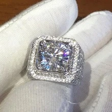 1Pc Glamorous Rhinestone Decor Geometric Design Ring For Men For Party Silver Fashionable Popular Jewelry Gift Party