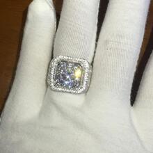 1Pc Glamorous Rhinestone Decor Geometric Design Ring For Men For Party Silver Fashionable Popular Jewelry Gift Party