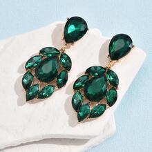 1 Tinh Tế Pha Lê Giả Tòn Ten Thiết Kế Giọt Nước Bông Tai Giọt Dành Cho Nữ Dự Tiệc - màu xanh lá - Xem 2