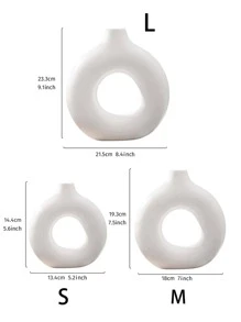 1入組ABS花創意环形素色花卉圖案花瓶裝飾 - 白色 - 查看 5