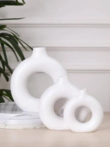 1入組ABS花創意环形素色花卉圖案花瓶裝飾 - 白色 - 查看 2