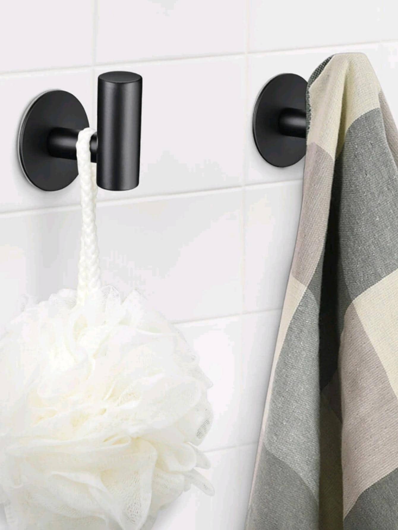 2 Móc Phòng Tắm Đa Năng Màu Đen, Đục Lỗ Bằng Thép Không Gỉ Hiện Đại Giá Để Đồ Miễn Phí Cho Gia Đình - màu đen - Xem 1