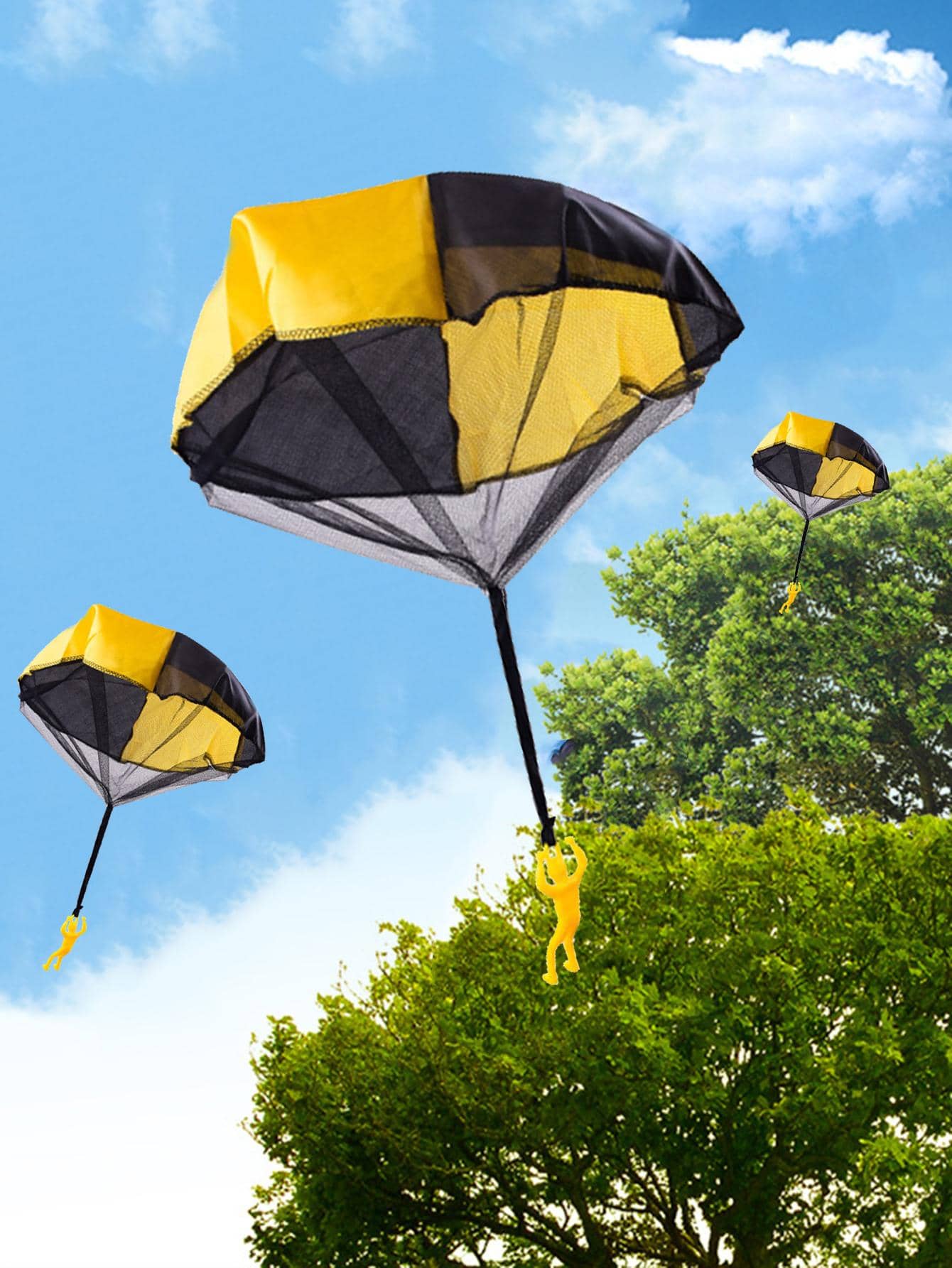 1入組手掌投擲降落傘士兵降落傘戶外鍛煉益智玩具 - 黃色 - 查看 1