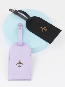 2 件行李牌飞机图形扣设计适合蜜月旅行配件卡夹行李箱标签姓名标签卡套吊牌吊坠旅行必需品旅行配件旅行背包旅行包行李箱旅行装备返校 - 彩色 - 查看 5