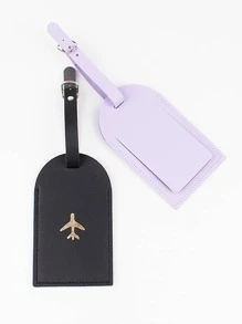 2 件行李牌飞机图形扣设计适合蜜月旅行配件卡夹行李箱标签姓名标签卡套吊牌吊坠旅行必需品旅行配件旅行背包旅行包行李箱旅行装备返校 - 彩色 - 查看 3