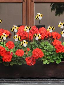 10pcs/set PVC Decorative Garden Stake, Modern Bee Design Decorative Garden Stake For Garden - Yellow - View 3