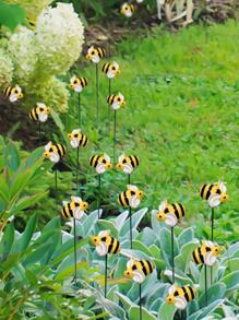 10pcs/set PVC Decorative Garden Stake, Modern Bee Design Decorative Garden Stake For Garden - Yellow - View 5