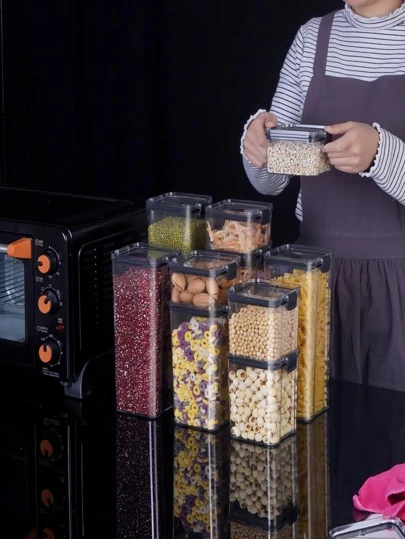 1pc Clear Storage Box, Minimalist Food Storage Jar For Kitchen