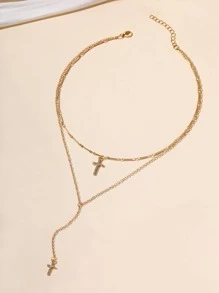 Vòng cổ nhiều lớp quyến rũ chéo - Vàng - Xem 4