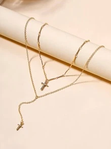 Vòng cổ nhiều lớp quyến rũ chéo - Vàng - Xem 2