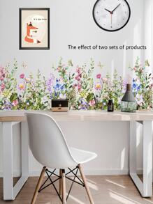 2pcs PVC Wall Decal, Creative Flower Print Waterproof Wall Sticker For Home Decor - Multicolor - View 1