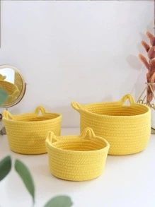 1 Tai Mèo Trang Trí Đồng Màu Dệt Để Bàn Giỏ Đựng Đồ, Vải Hiện Đại Giỏ Đựng Đồ Cho Gia Đình - Màu vàng - Xem 4