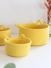 1 Tai Mèo Trang Trí Đồng Màu Dệt Để Bàn Giỏ Đựng Đồ, Vải Hiện Đại Giỏ Đựng Đồ Cho Gia Đình - Màu vàng - Xem 5