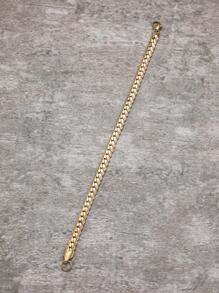 Men Minimalist Link Bracelet - Yellow Gold - View 2
