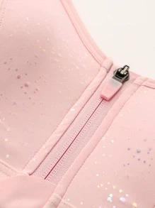 Áo lót thể thao Nữ Lộ Lưng Dây kéo Tất cả trên in - Màu Hồng baby - Xem 7