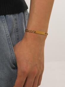 Rectangle Decor Chain Bracelet - Yellow Gold - View 1