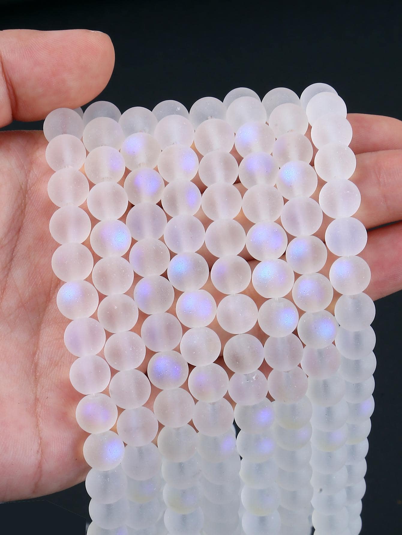 Uma Linha de 50 Peças de Contas de Vidro Glitter Bicolor de 8mm Usadas para Fazer Joias DIY de Mulheres (50 Contas Soltas/Saco)