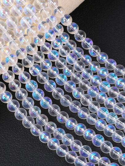 一串50颗8毫米双色闪光玻璃珠用于女性DIY珠宝制作（50颗散珠/袋）