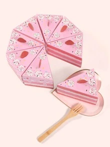 10 piezas Caja de regalo papel regalo envase moderno triángulo pastel en forma de fresa adorno para fiesta - Rosa - Ver 2