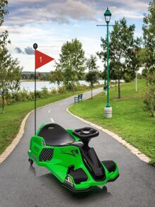 24V Ride on Drift Car with Variable Speed up to 7.5 mph, Built-in Music, Colorful LED Light, USB, Low-Power Alarm - 綠色 - 查看 2