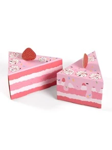 10 piezas Caja de regalo papel regalo envase moderno triángulo pastel en forma de fresa adorno para fiesta - Rosa - Ver 1
