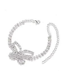 1入組魅力四射水鑽蝴蝶裝飾腳錬適合女士適合夏天度假沙灘派對旅行 - 銀色 - 查看 5