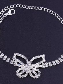 1入組魅力四射水鑽蝴蝶裝飾腳錬適合女士適合夏天度假沙灘派對旅行 - 銀色 - 查看 2