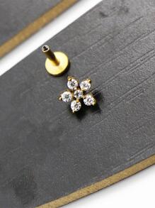 316 Titanium Steel 5 Petal Zirconia Cast Lip Studs Ear Bone Studs Fashionable And Exquisite Body Jewelry For Men And Women1pc