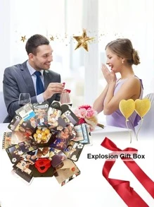 1入組創意爆炸禮物驚喜愛情紙六角DIY相冊剪貼簿女式男式生日禮物