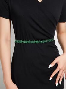 Thắt lưng chuỗi trang trí rhinestone - màu xanh lá - Xem 1