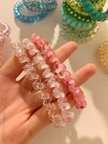 6 chiếc phụ nữ họa tiết hoa thời trang cuộn dây buộc tóc cho cuộc sống hàng ngày - Nhiều màu - Xem 5