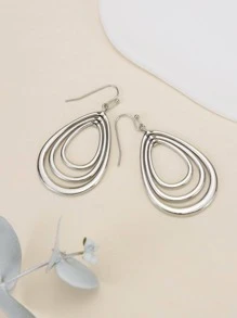 水滴形耳墜 - 銀色 - 查看 1