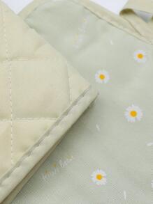 1入組滌綸隔熱手套和隔熱現代花朵設計烤箱隔熱手套和防燙套墊適用於廚房 - 綠色 - 查看 2