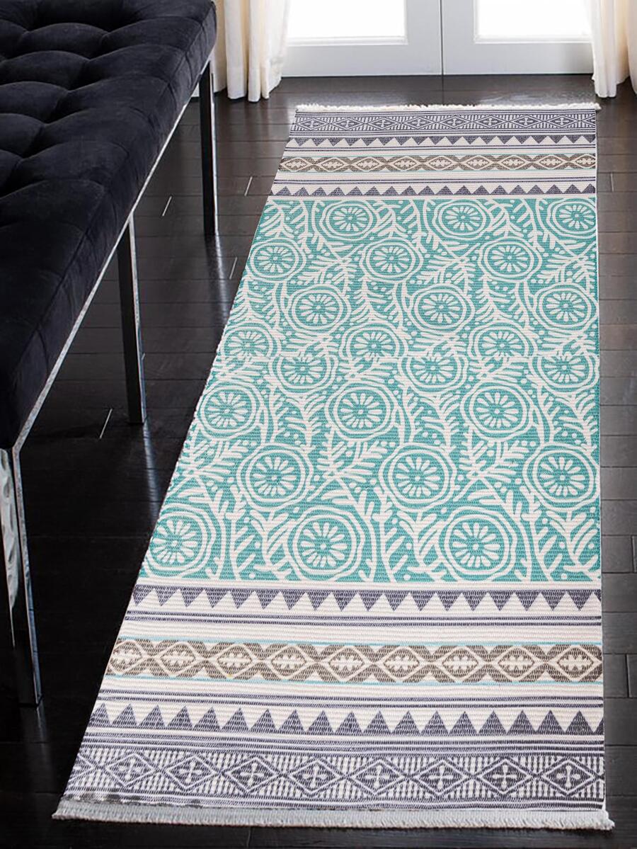 1 x vloerkleed met geometrisch patroon - Veel kleurig - Bekijken 1