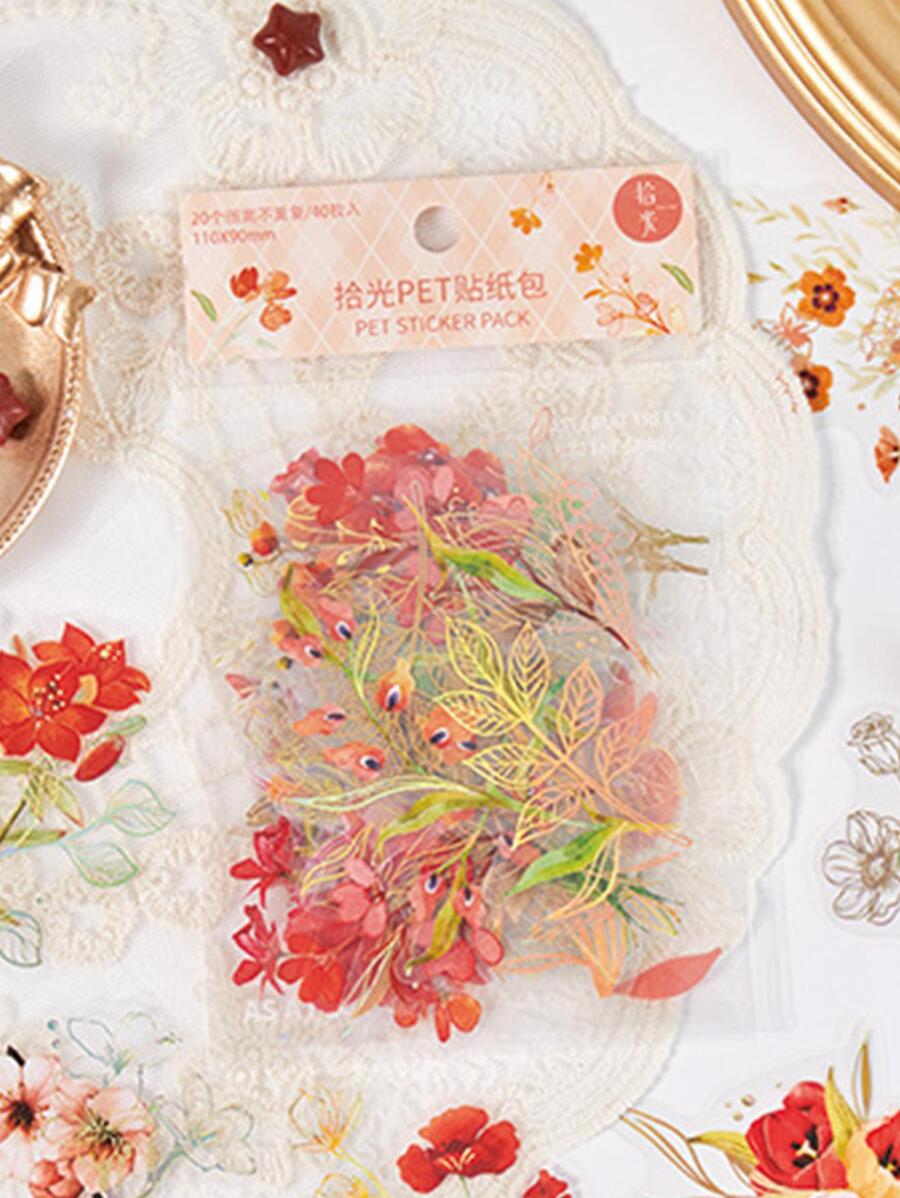 40pcs Flower Pattern Sticker - Multicolor - View 1