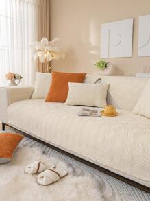 1 pieza Manta decubierta del sofá unicolor sofá moderno poliéster para casa - Beis - Ver 3