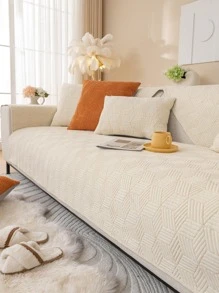 1 pieza Manta decubierta del sofá unicolor sofá moderno poliéster para casa - Beis - Ver 4