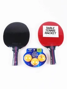 1set Wooden Handle Ping-pong Racket & ABS Table Tennis - Multicolor - View 5