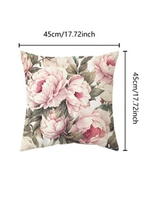 1pc Floral Print Cushion Cover Without Filler - Multicolor - View 2