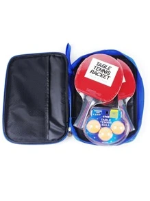 1set Wooden Handle Ping-pong Racket & ABS Table Tennis - Multicolor - View 2