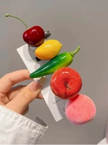 5入組女士水果裝飾可愛鴨嘴夾適用於頭髮裝飾用品