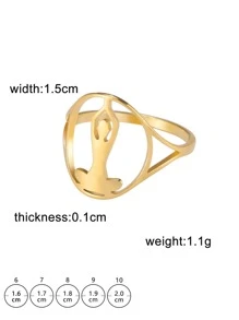 1 chiếc nhẫn trang trí hình yoga tối giản cho phụ nữ để trang trí hàng ngày - Vàng - Xem 4