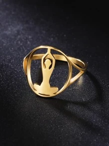 1 chiếc nhẫn trang trí hình yoga tối giản cho phụ nữ để trang trí hàng ngày - Vàng - Xem 1